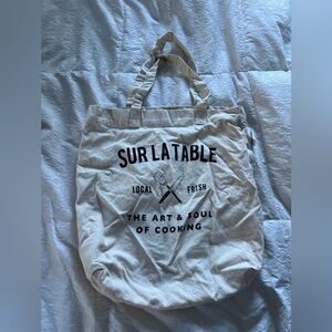 19in x16 in Sur La Table Cream Canvas Tote with Black Text